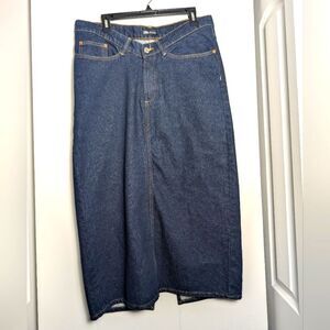 Zara Dark Blue Denim Midi Skirt